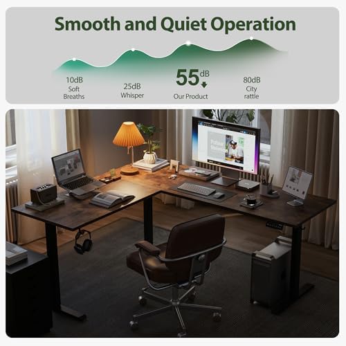 L Shaped Standing Desk 63 x 55 inch Adjustable Height, Electric Corner Standing Desk,