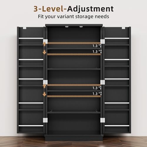 Kitchen Pantry Cabinet,5 - Layer Storage Cupboard with Adjustable Shelves for Organizing