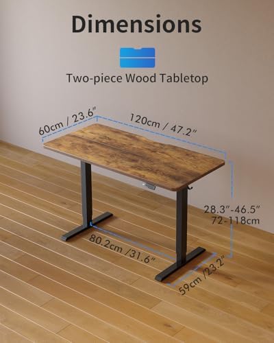 Electric Standing Desk, 48 x 24 Inches Height Adjustable Stand up Desk, Sit Stand Home