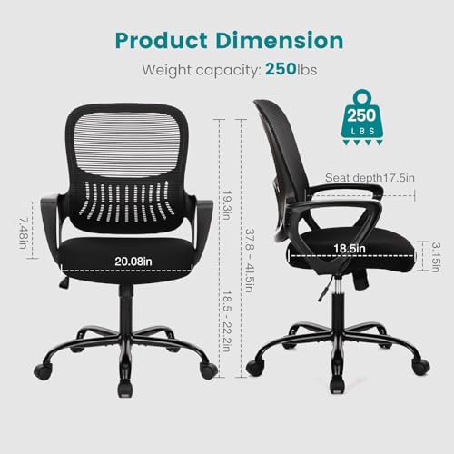 Ergonomic Home Office Chair – Mid-Back Mesh Computer Desk Chair with Lumbar Support
