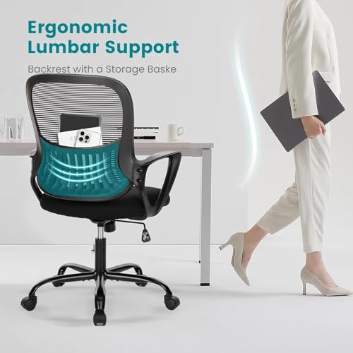 Ergonomic Home Office Chair – Mid-Back Mesh Computer Desk Chair with Lumbar Support