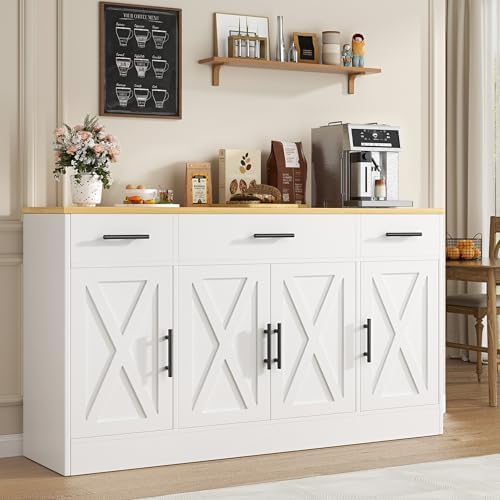 Buffet Cabinet with Drawers, 53” Large Sideboard Buffet Kitchen Storage Cabinet,