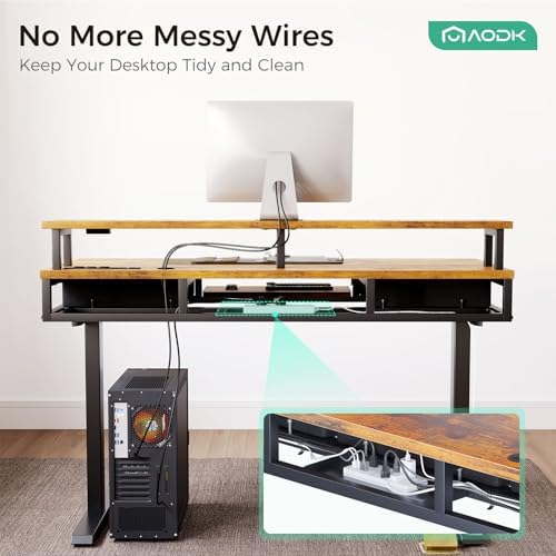 Electric Standing Desk with Drawers & Keyboard Tray, 55 Inch Height Adjustable