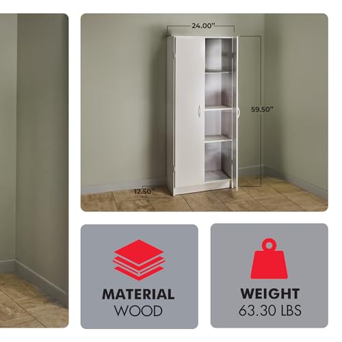 Pantry Cabinet Cupboard with 2 Doors, Adjustable Shelves, Standing, Storage for Kitchen,
