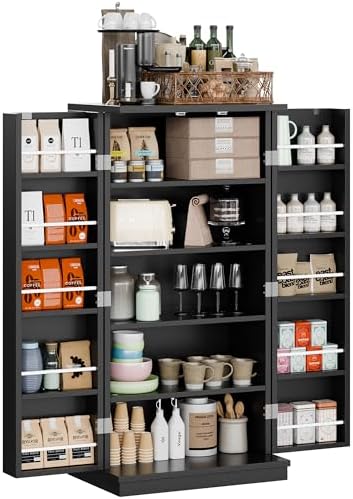 Kitchen Pantry Cabinet,5 - Layer Storage Cupboard with Adjustable Shelves for Organizing