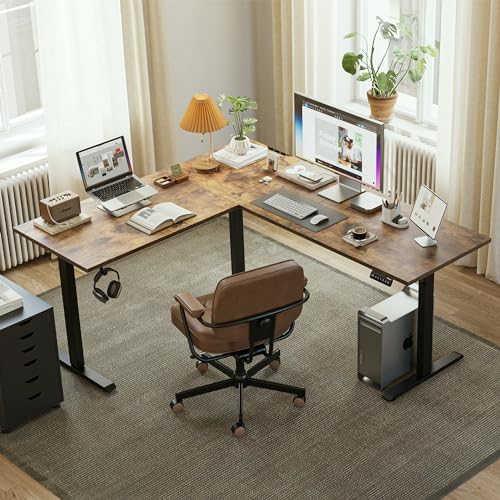 L Shaped Standing Desk 63 x 55 inch Adjustable Height, Electric Corner Standing Desk,