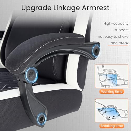 White Pink Gaming Chair with Footrest & Headrest, PU Leather Reclining Office Chair