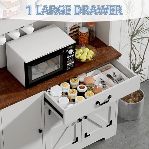 71" Pantry Cabinet, Kitchen Pantry Storage Cabinet with Charging Station, Kitchen Hutch with Countertop,
