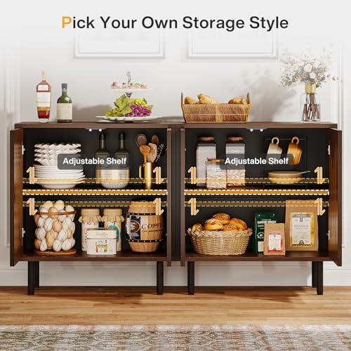 Buffet  Set of 2 Sideboard with Storage, 59" Buffet Sideboard Cabinet