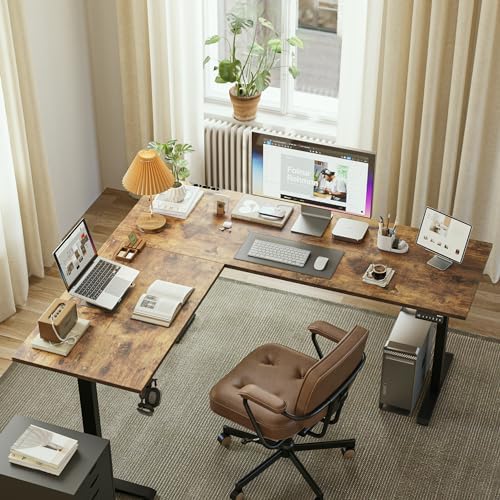 L Shaped Standing Desk 63 x 55 inch Adjustable Height, Electric Corner Standing Desk,