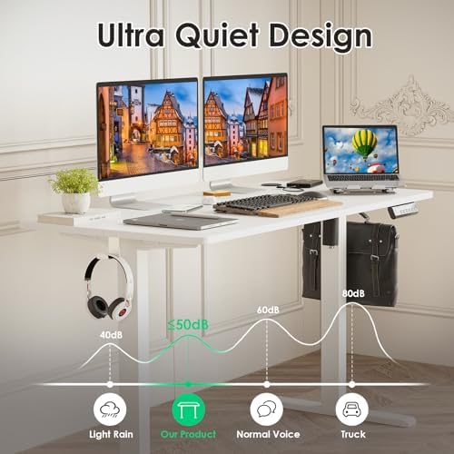 Electric Standing Desk Adjustable Height Sit Stand Home Office Desk with Splice Board