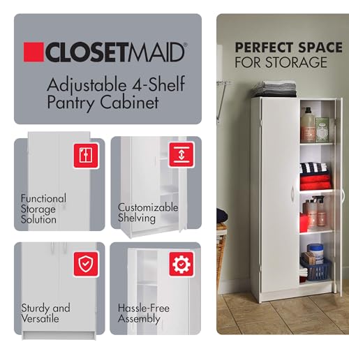 Pantry Cabinet Cupboard with 2 Doors, Adjustable Shelves, Standing, Storage for Kitchen,