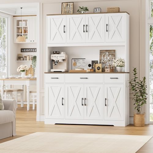 71" Tall Kitchen Pantry Storage Cabinet with Charging Station,