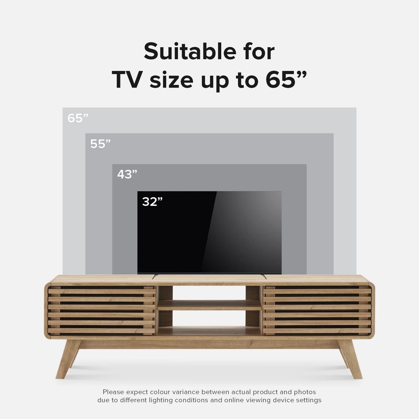 Mid-Century Modern TV Stand – 59" Walnut Entertainment Center for 55–65 Inch TVs,