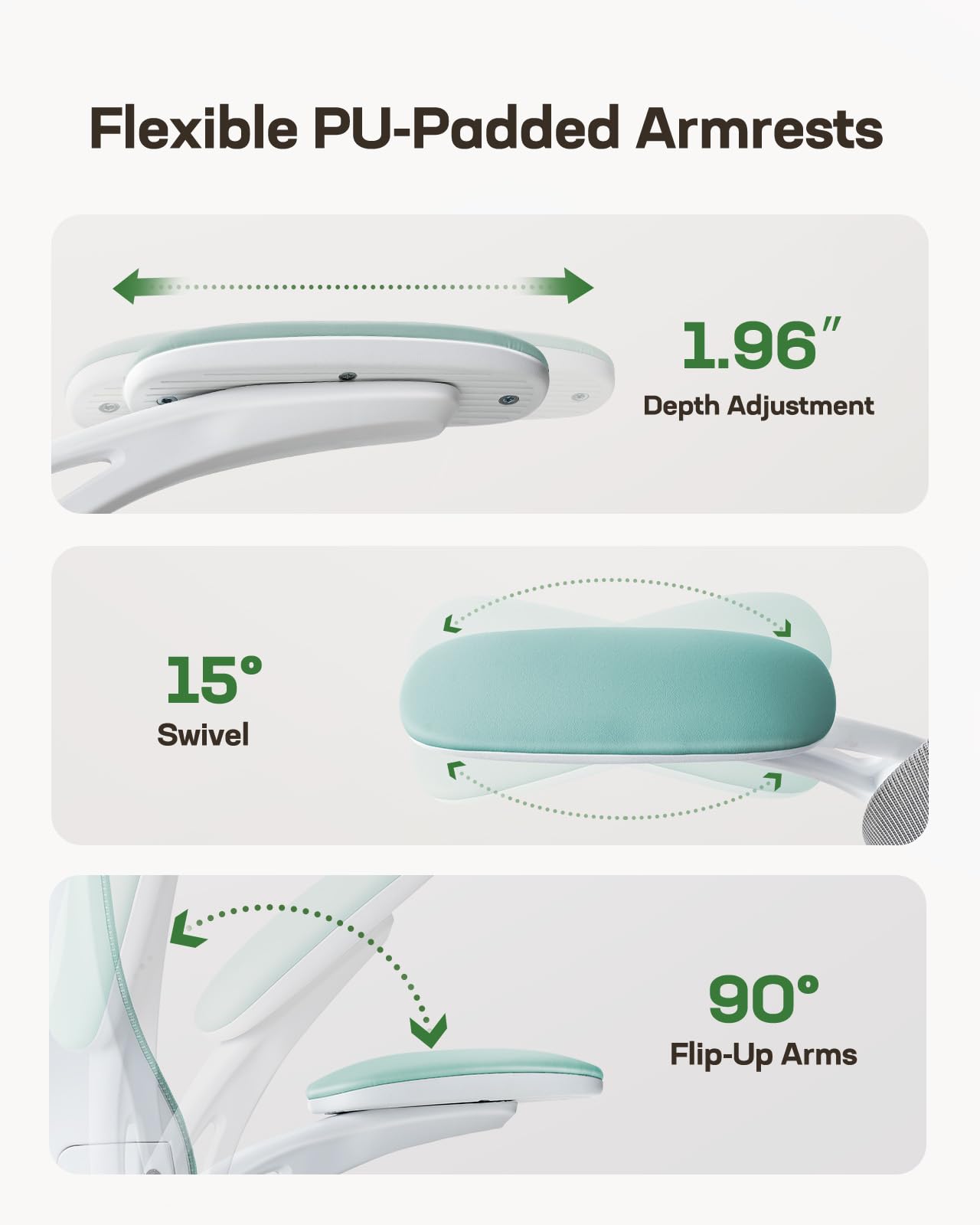 Ergonomic Office Chair with Mesh Back, Adjustable Lumbar Support, 3D Armrests & Headrest,