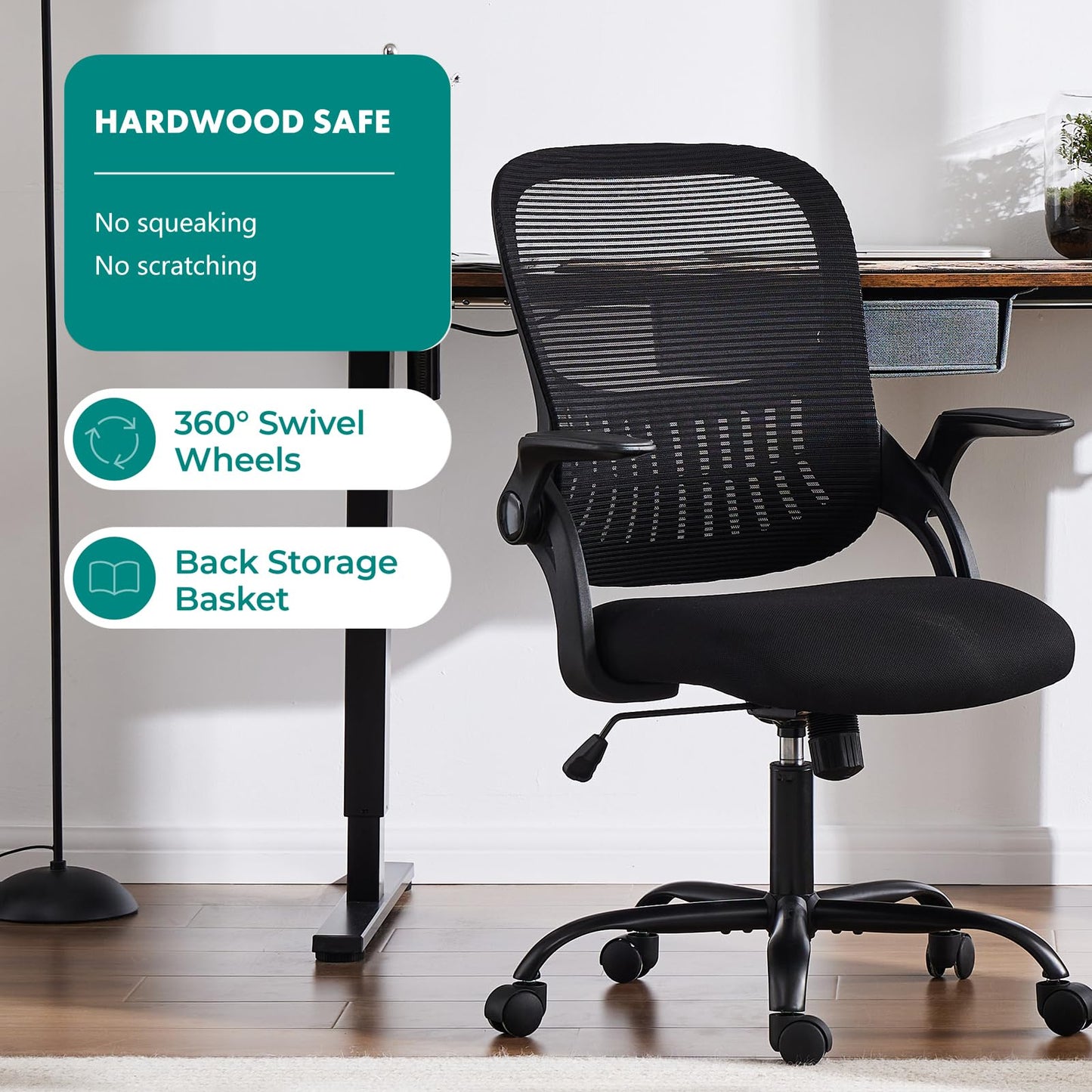 Ergonomic Home Office Chair – Mid-Back Mesh Computer Desk Chair with Lumbar Support