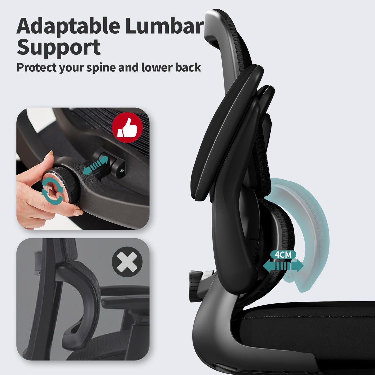 White Ergonomic Office Chair – Mesh Desk Chair with Adjustable Lumbar Support, Comfortable Executive