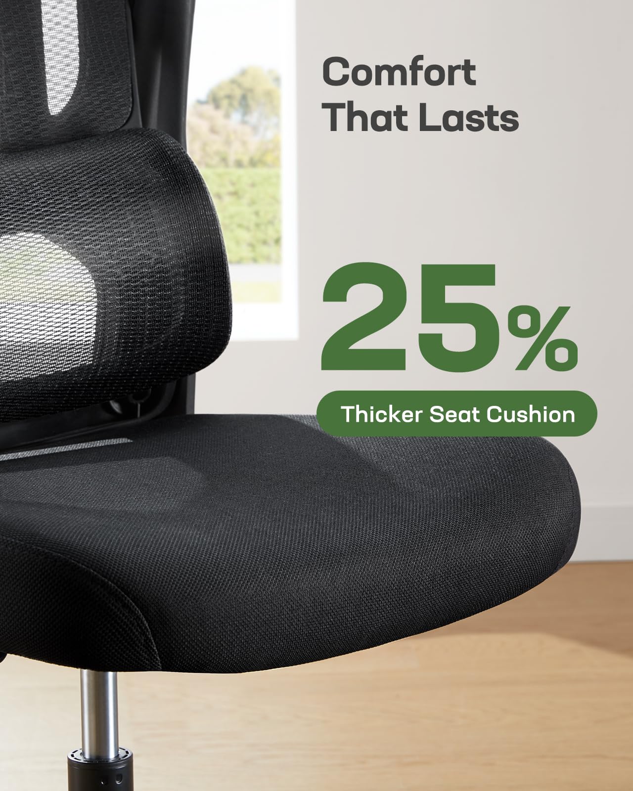 Ergonomic Office Chair with Mesh Back, Adjustable Lumbar Support, 3D Armrests & Headrest,