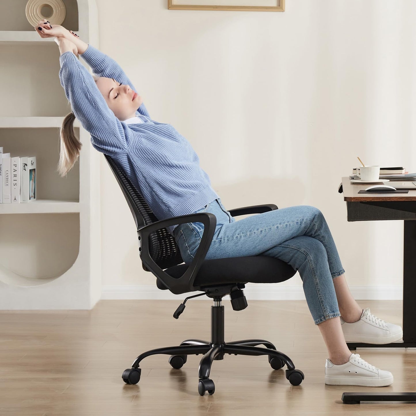Ergonomic Home Office Chair – Mid-Back Mesh Computer Desk Chair with Lumbar Support