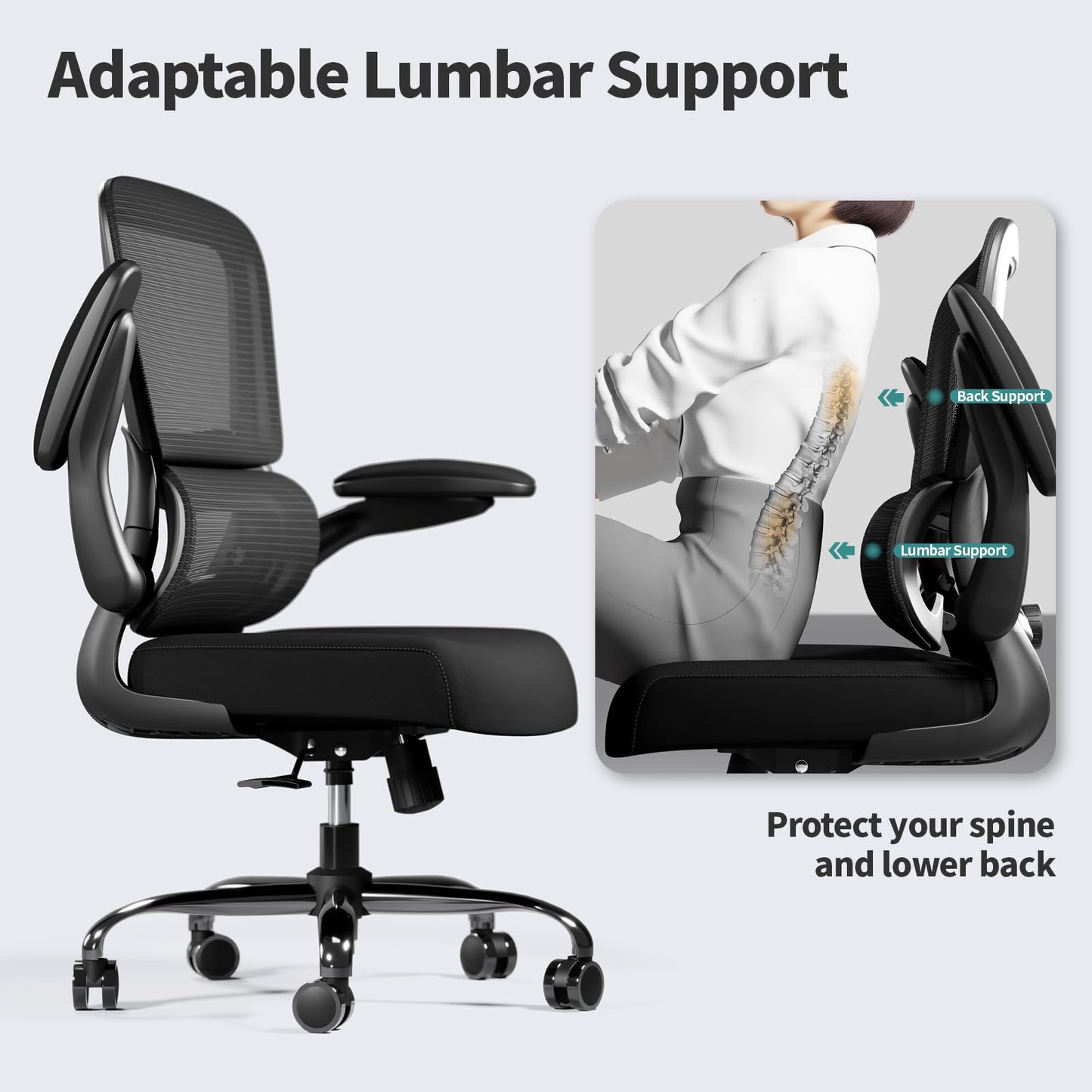 White Ergonomic Office Chair – Mesh Desk Chair with Adjustable Lumbar Support, Comfortable Executive