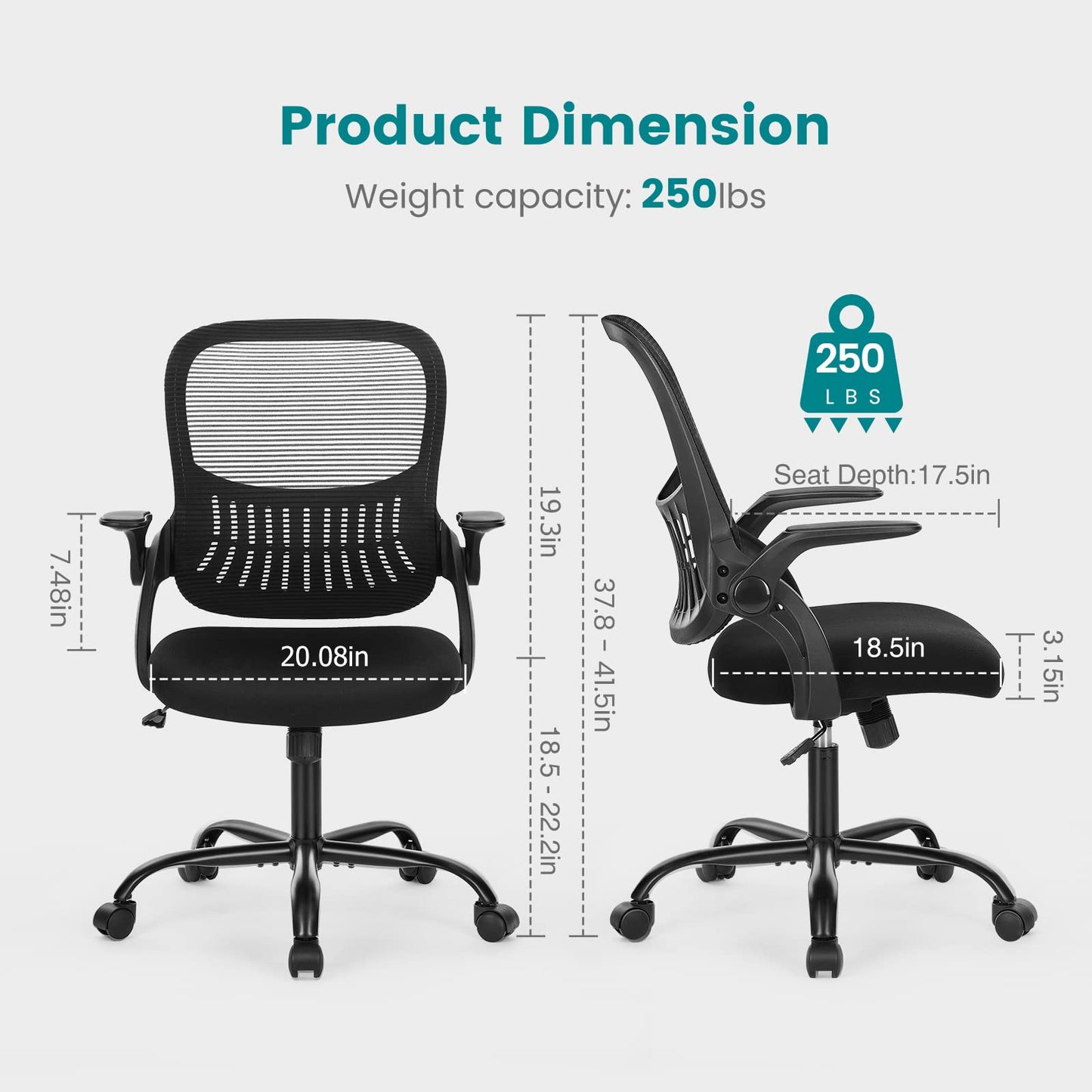 Ergonomic Home Office Chair – Mid-Back Mesh Computer Desk Chair with Lumbar Support