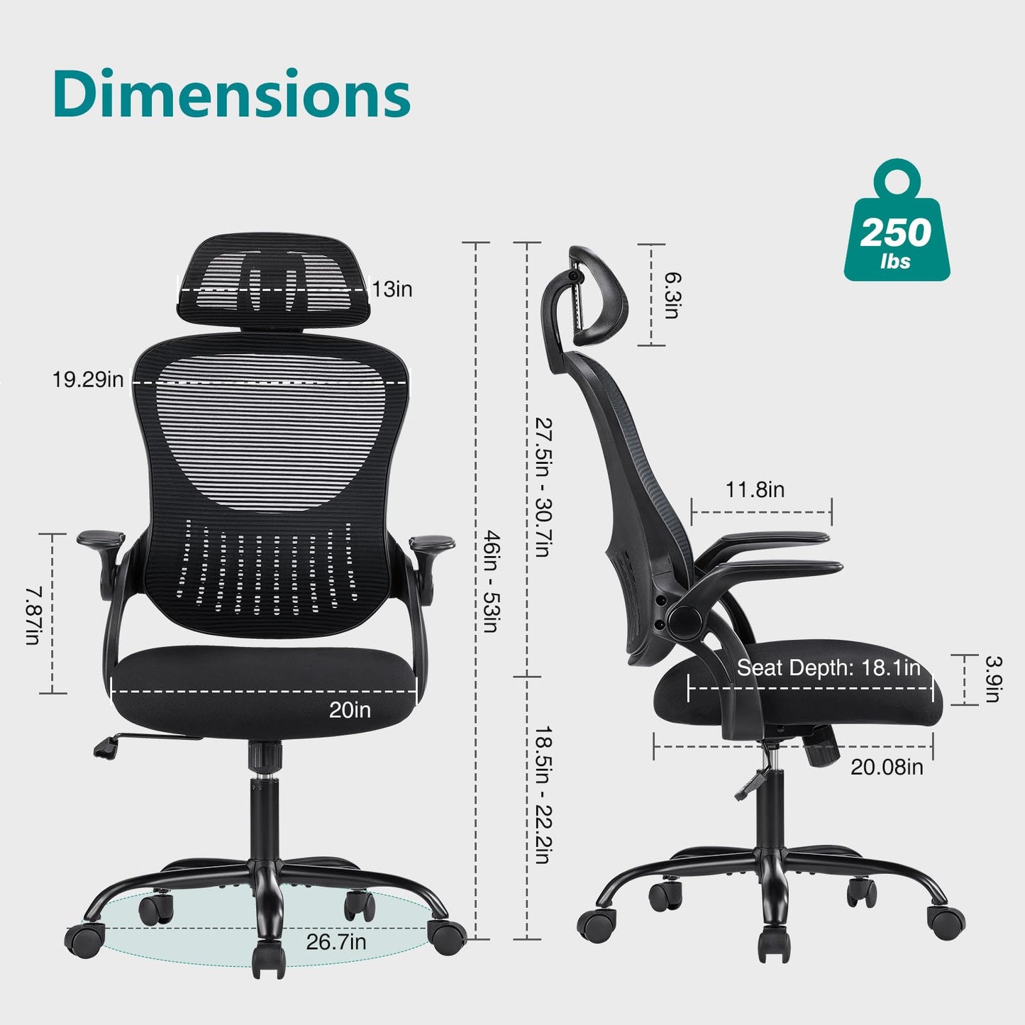 Ergonomic Home Office Chair – Mid-Back Mesh Computer Desk Chair with Lumbar Support