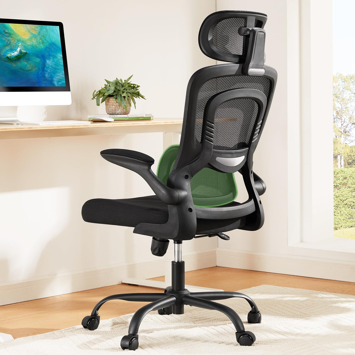 Ergonomic Office Chair with Mesh Back, Adjustable Lumbar Support, 3D Armrests & Headrest,