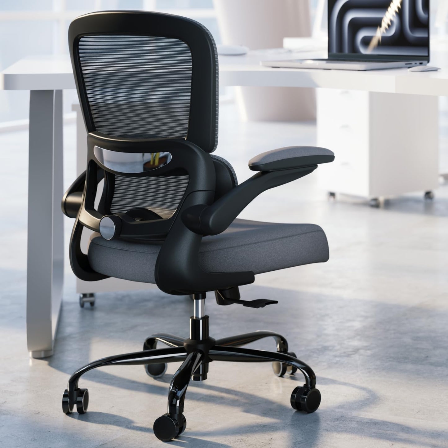 White Ergonomic Office Chair – Mesh Desk Chair with Adjustable Lumbar Support, Comfortable Executive