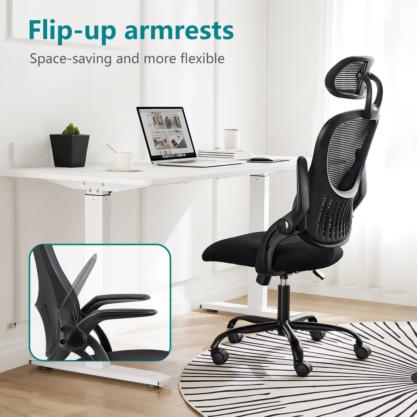 Ergonomic Home Office Chair – Mid-Back Mesh Computer Desk Chair with Lumbar Support