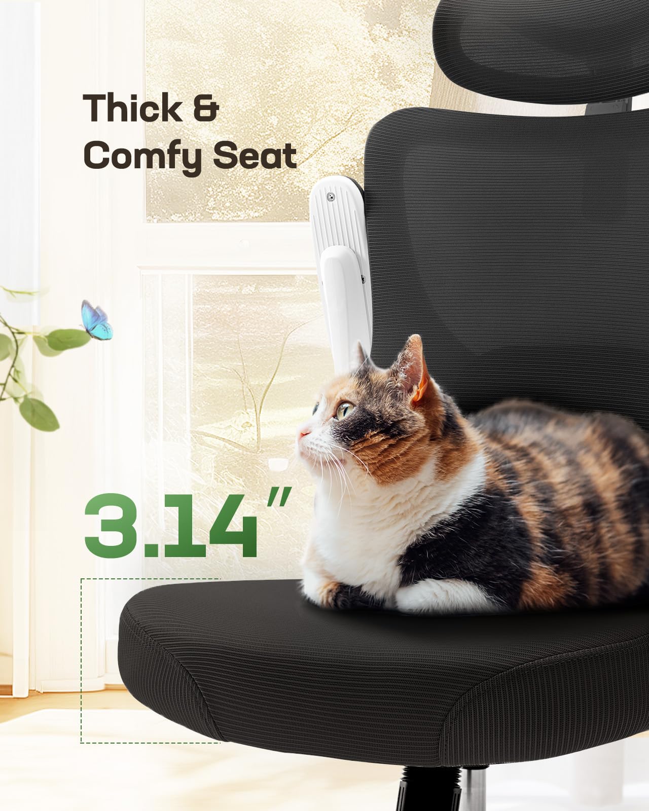 Ergonomic Office Chair with Mesh Back, Adjustable Lumbar Support, 3D Armrests & Headrest,