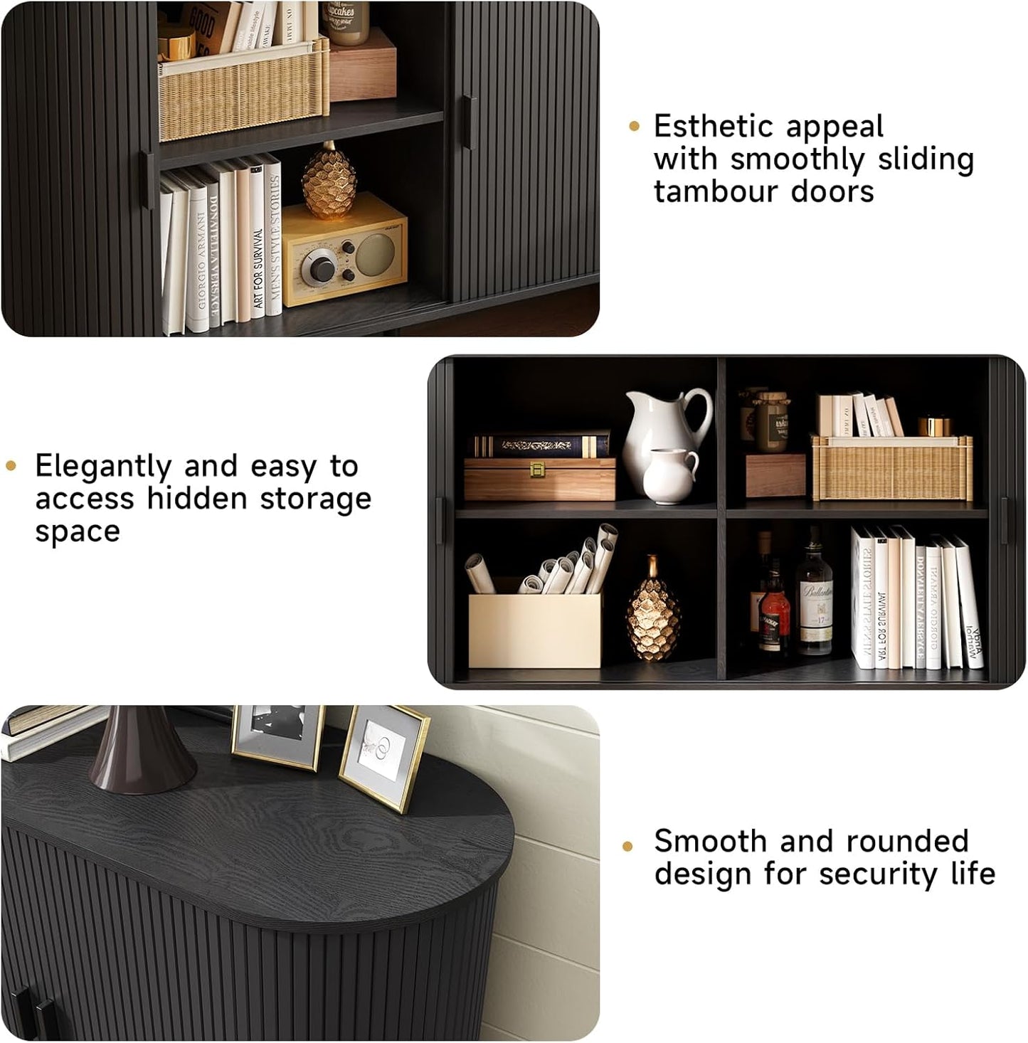 1055" Sideboard Buffet Cabinet with Storage, Storage Cabinet with Sliding Door & Adjustable Shelf