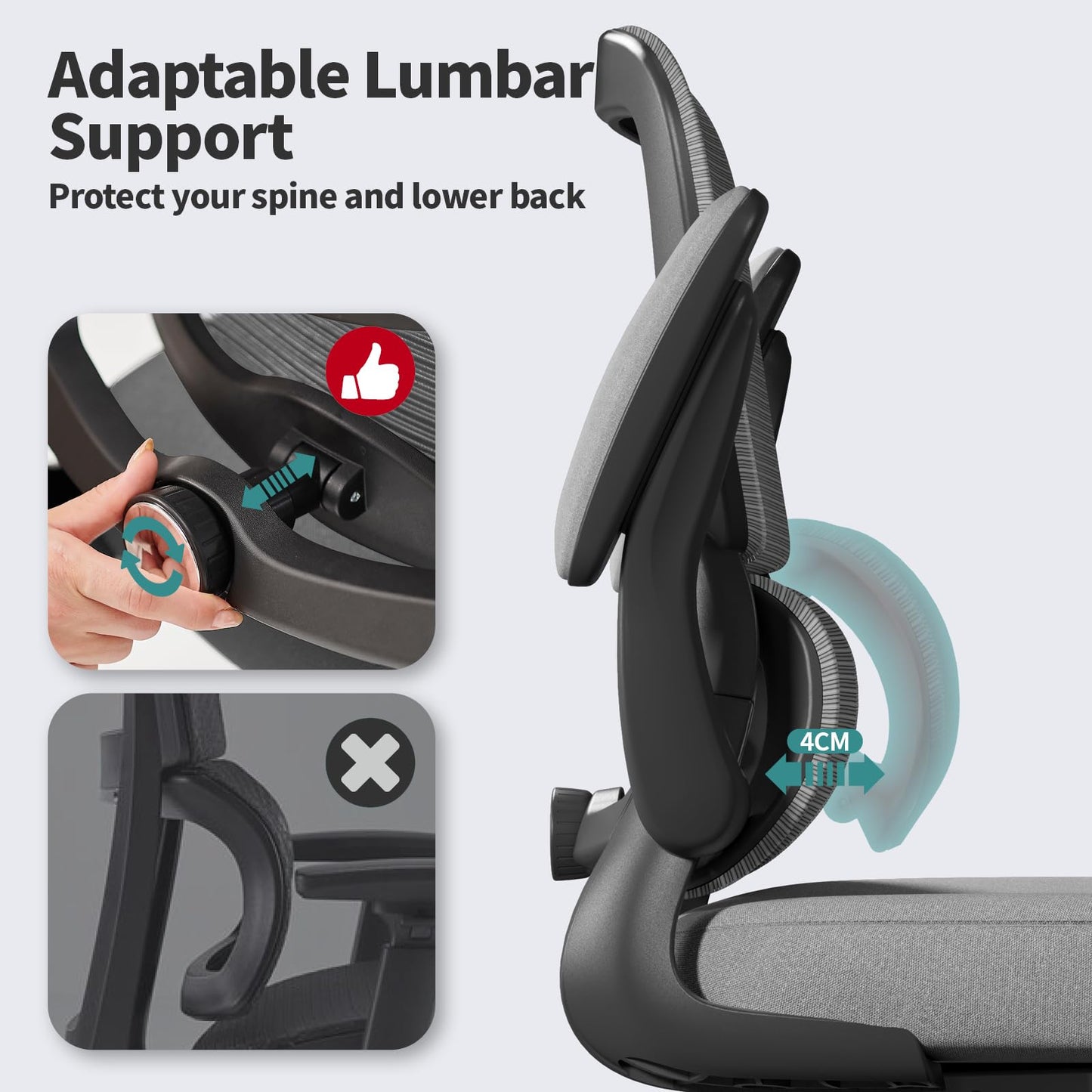 White Ergonomic Office Chair – Mesh Desk Chair with Adjustable Lumbar Support, Comfortable Executive