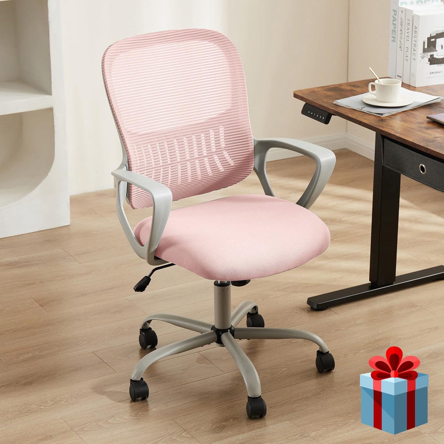 Ergonomic Home Office Chair – Mid-Back Mesh Computer Desk Chair with Lumbar Support