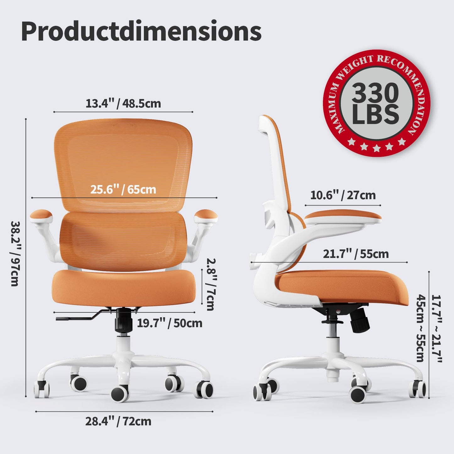 White Ergonomic Office Chair – Mesh Desk Chair with Adjustable Lumbar Support, Comfortable Executive