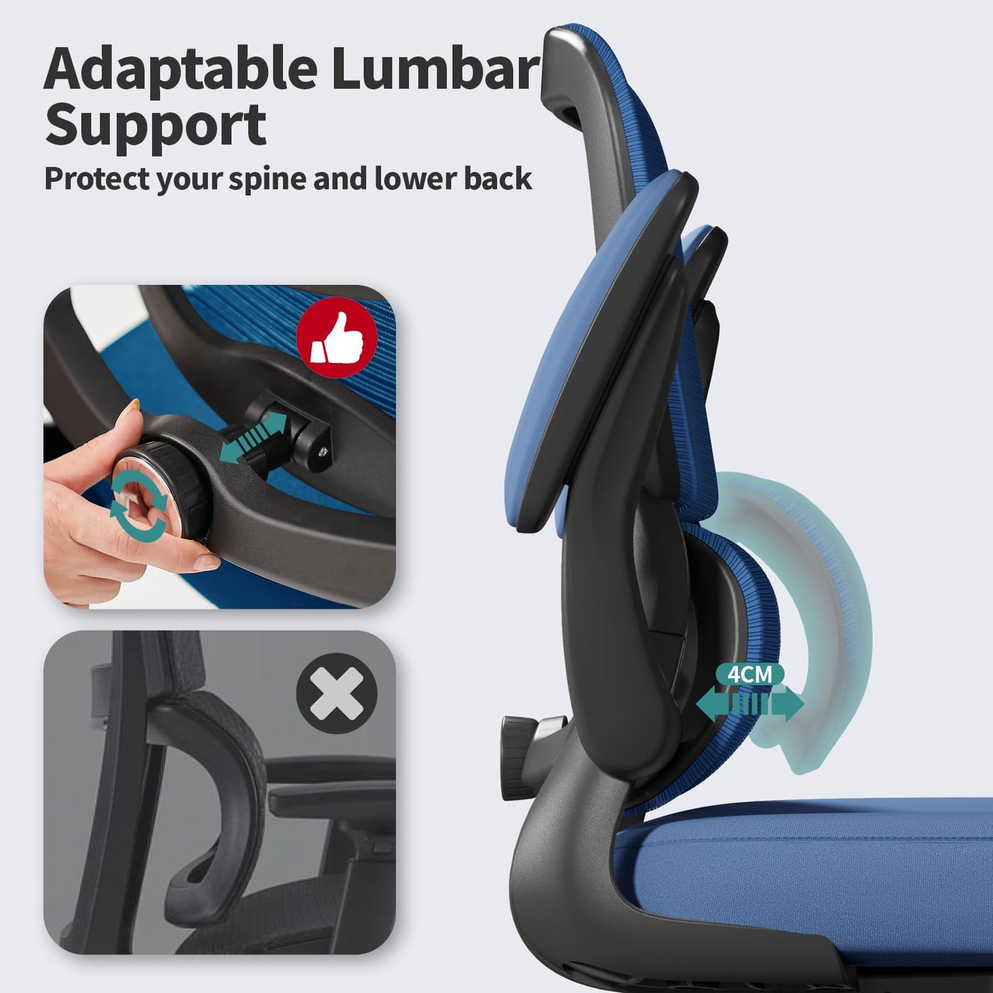 White Ergonomic Office Chair – Mesh Desk Chair with Adjustable Lumbar Support, Comfortable Executive