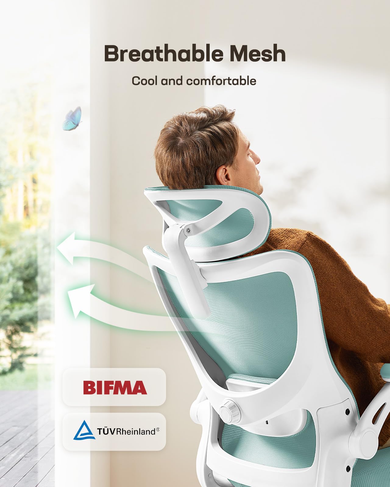 Ergonomic Office Chair with Mesh Back, Adjustable Lumbar Support, 3D Armrests & Headrest,