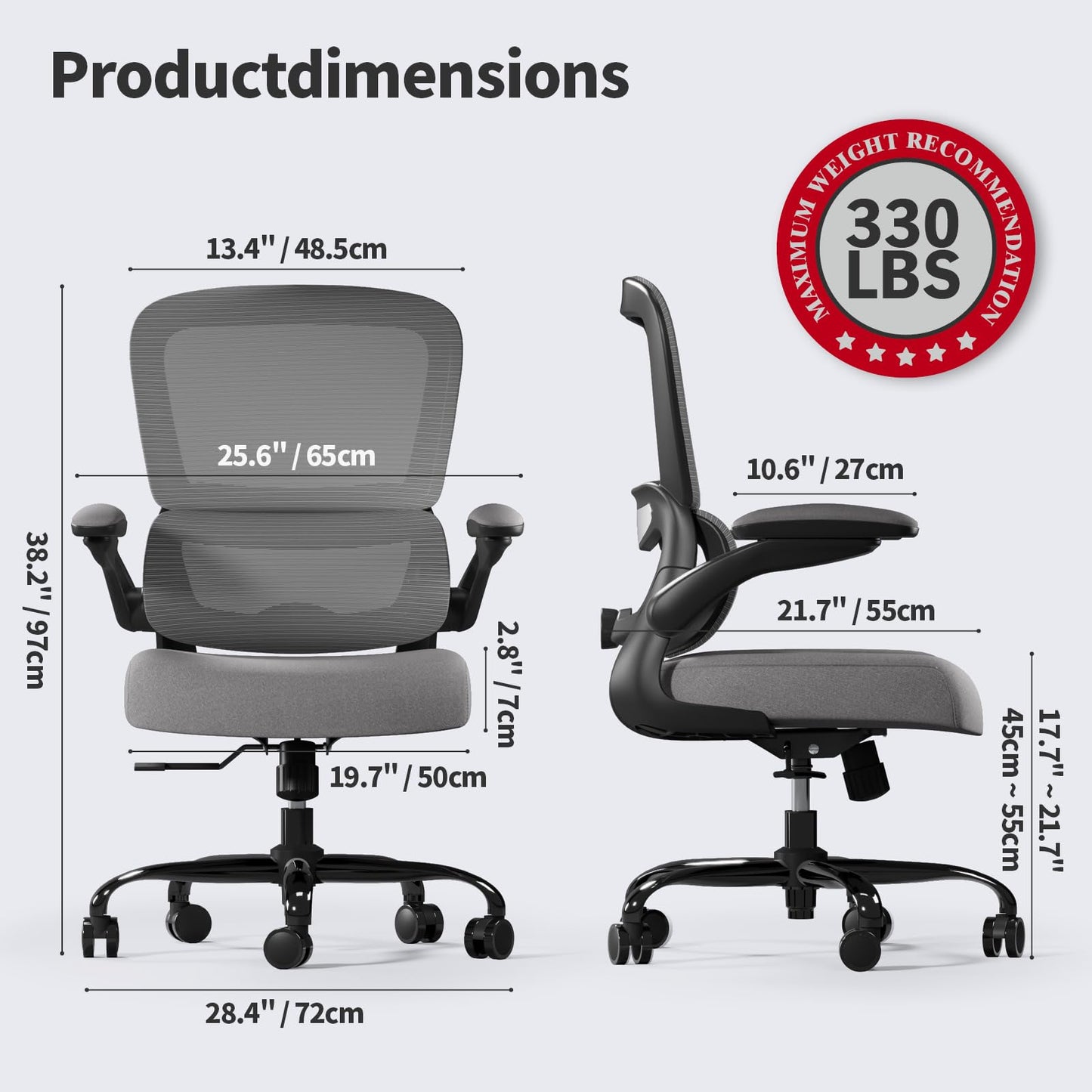 White Ergonomic Office Chair – Mesh Desk Chair with Adjustable Lumbar Support, Comfortable Executive