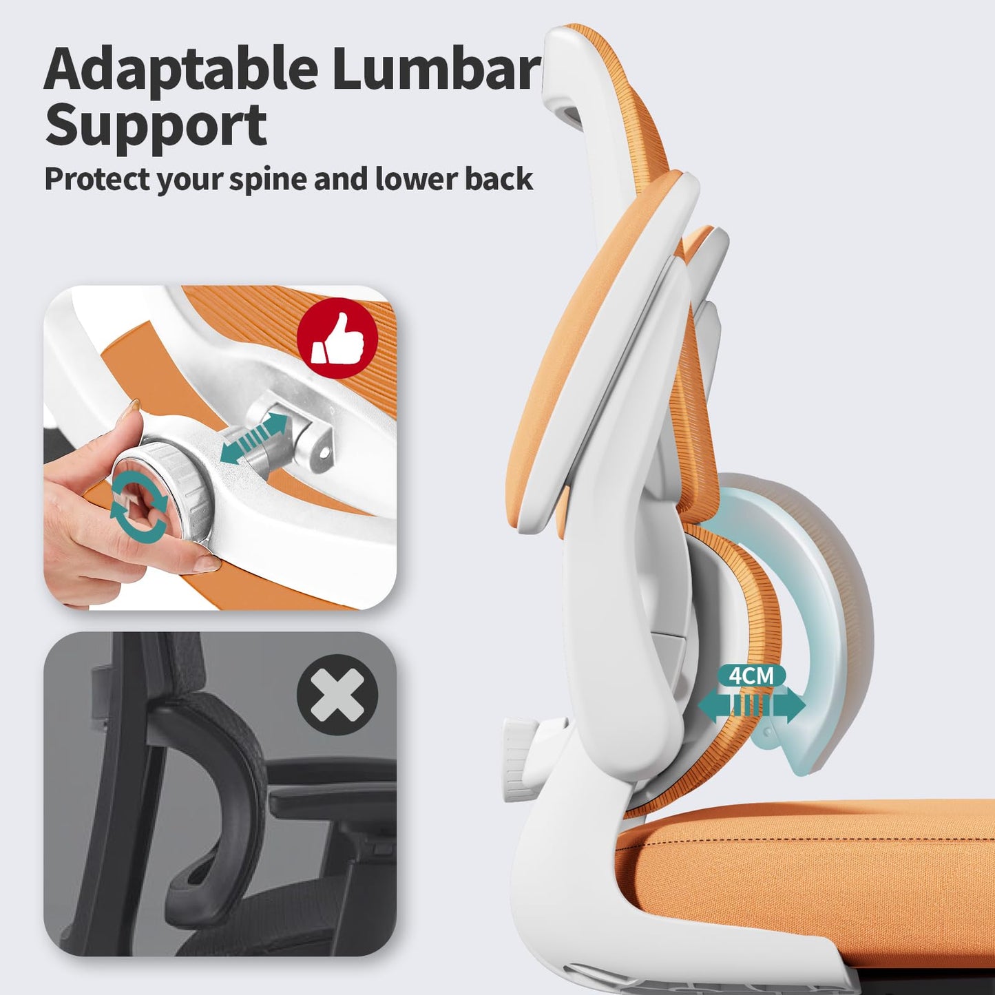 White Ergonomic Office Chair – Mesh Desk Chair with Adjustable Lumbar Support, Comfortable Executive