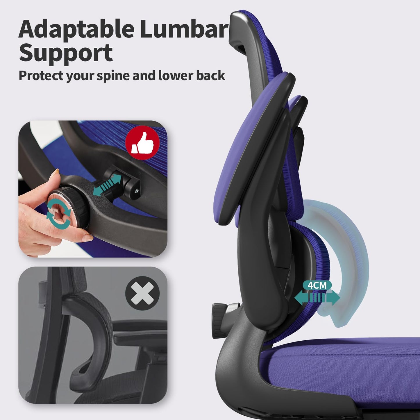 White Ergonomic Office Chair – Mesh Desk Chair with Adjustable Lumbar Support, Comfortable Executive