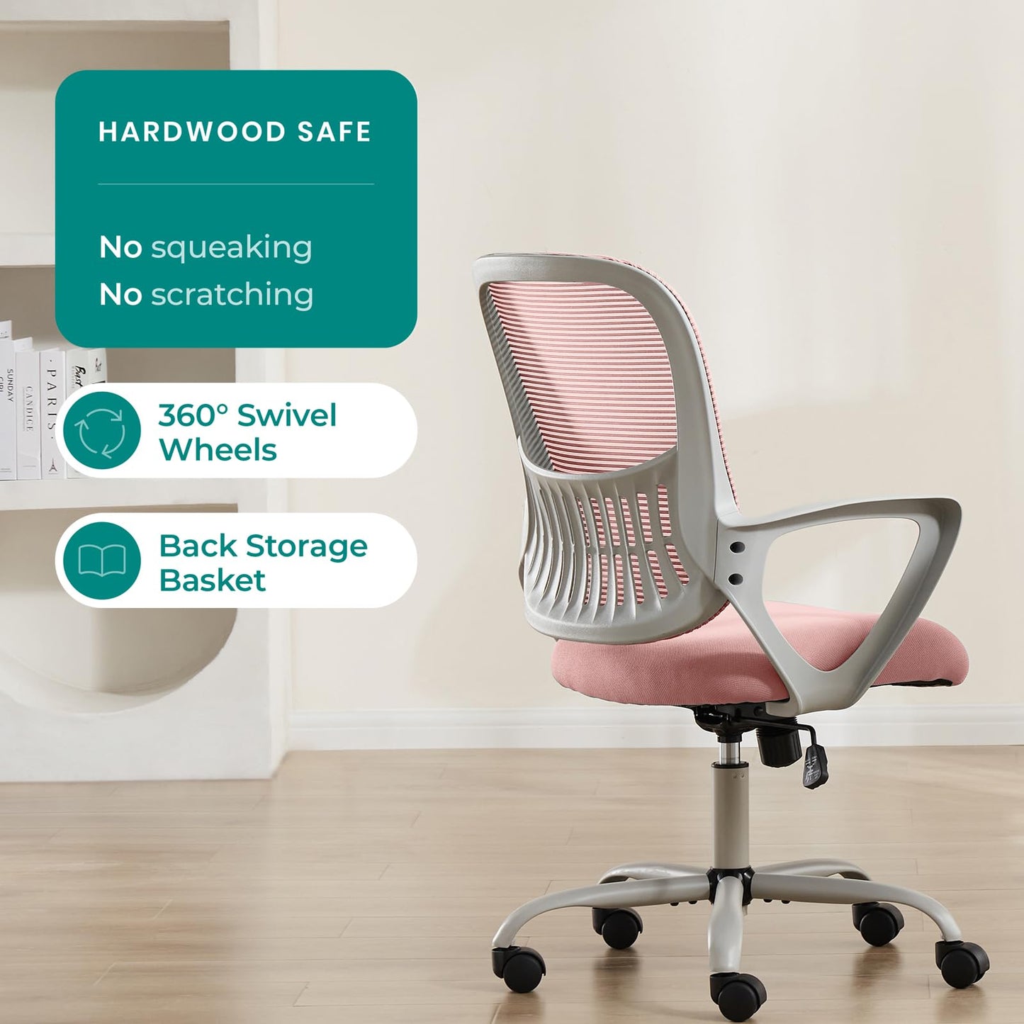 Ergonomic Home Office Chair – Mid-Back Mesh Computer Desk Chair with Lumbar Support