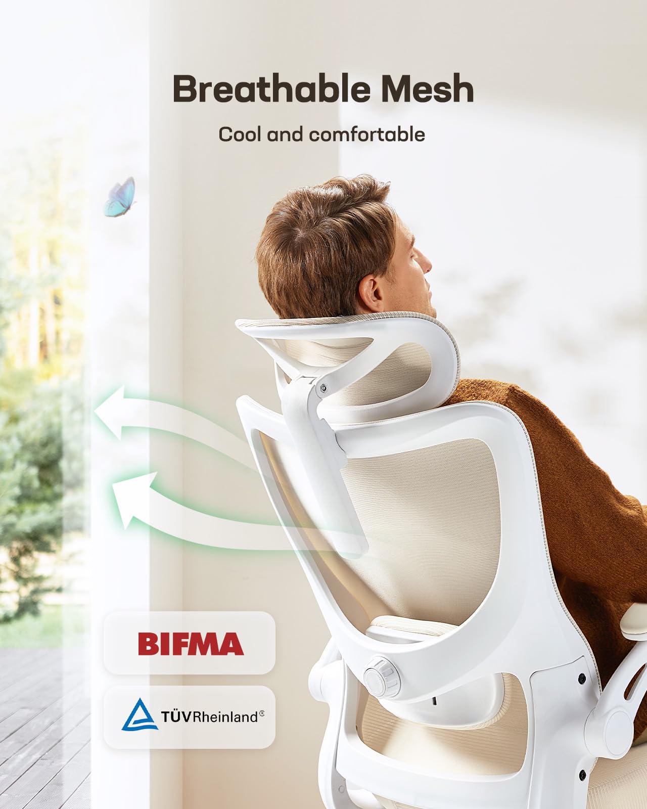 Ergonomic Office Chair with Mesh Back, Adjustable Lumbar Support, 3D Armrests & Headrest,