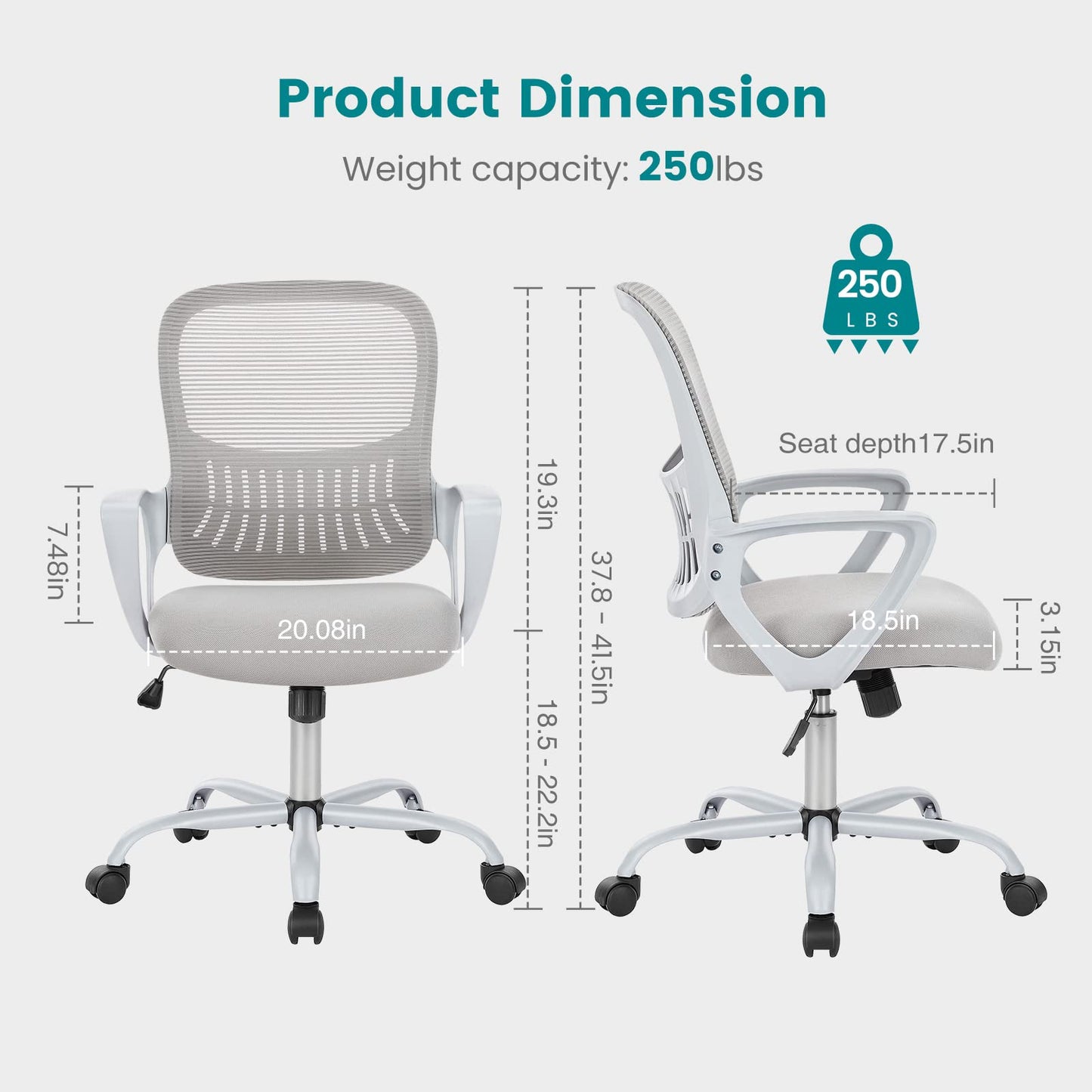 Ergonomic Home Office Chair – Mid-Back Mesh Computer Desk Chair with Lumbar Support