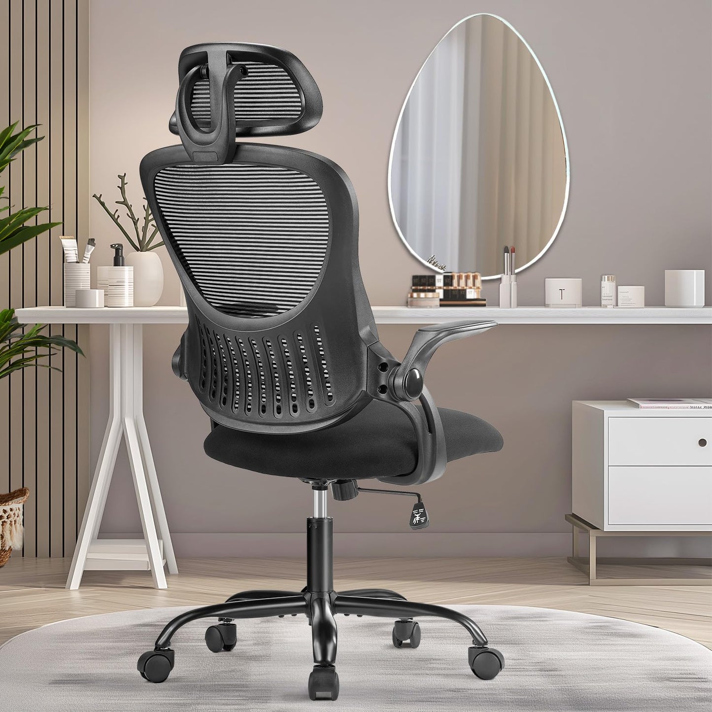 Ergonomic Home Office Chair – Mid-Back Mesh Computer Desk Chair with Lumbar Support