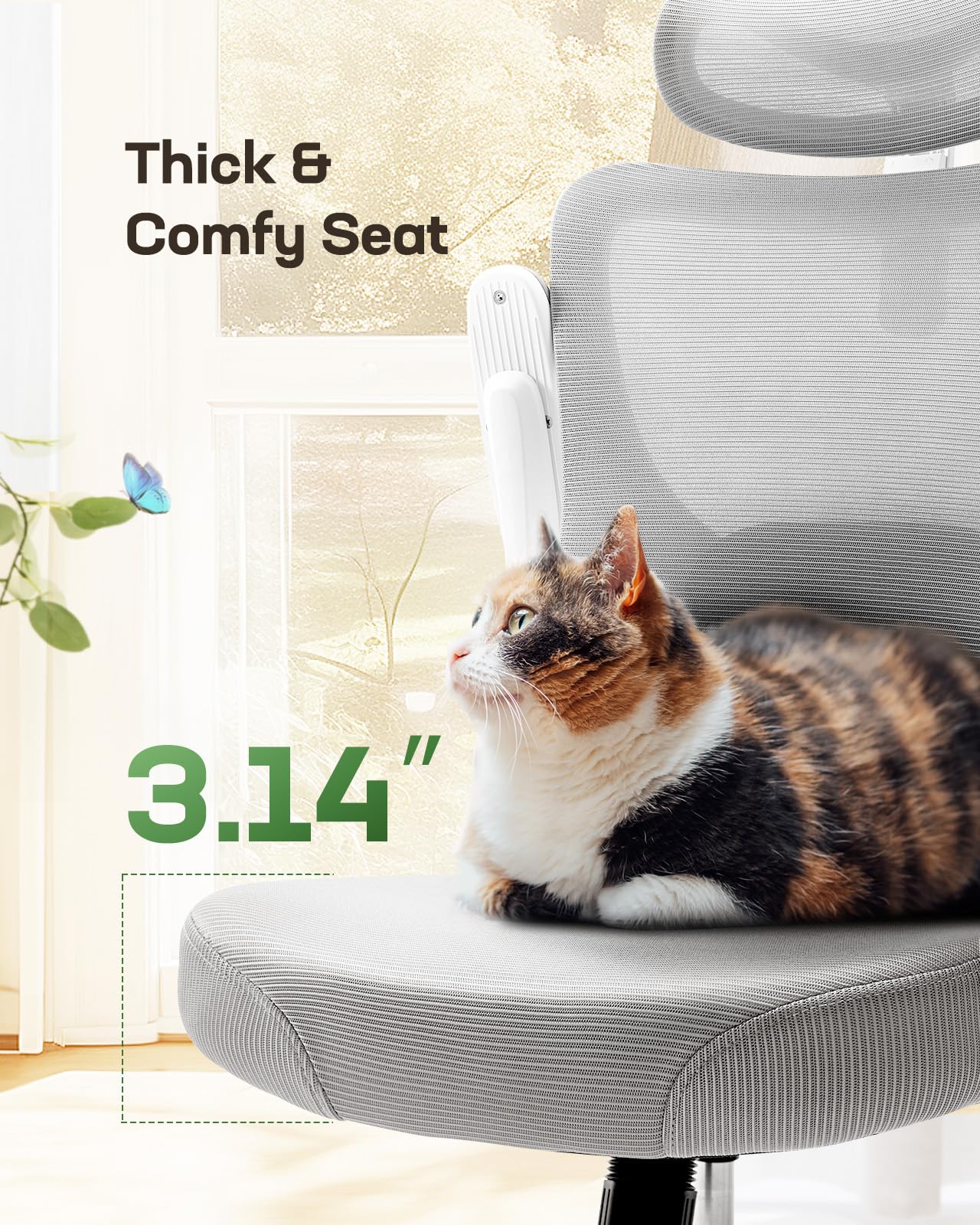 Ergonomic Office Chair with Mesh Back, Adjustable Lumbar Support, 3D Armrests & Headrest,