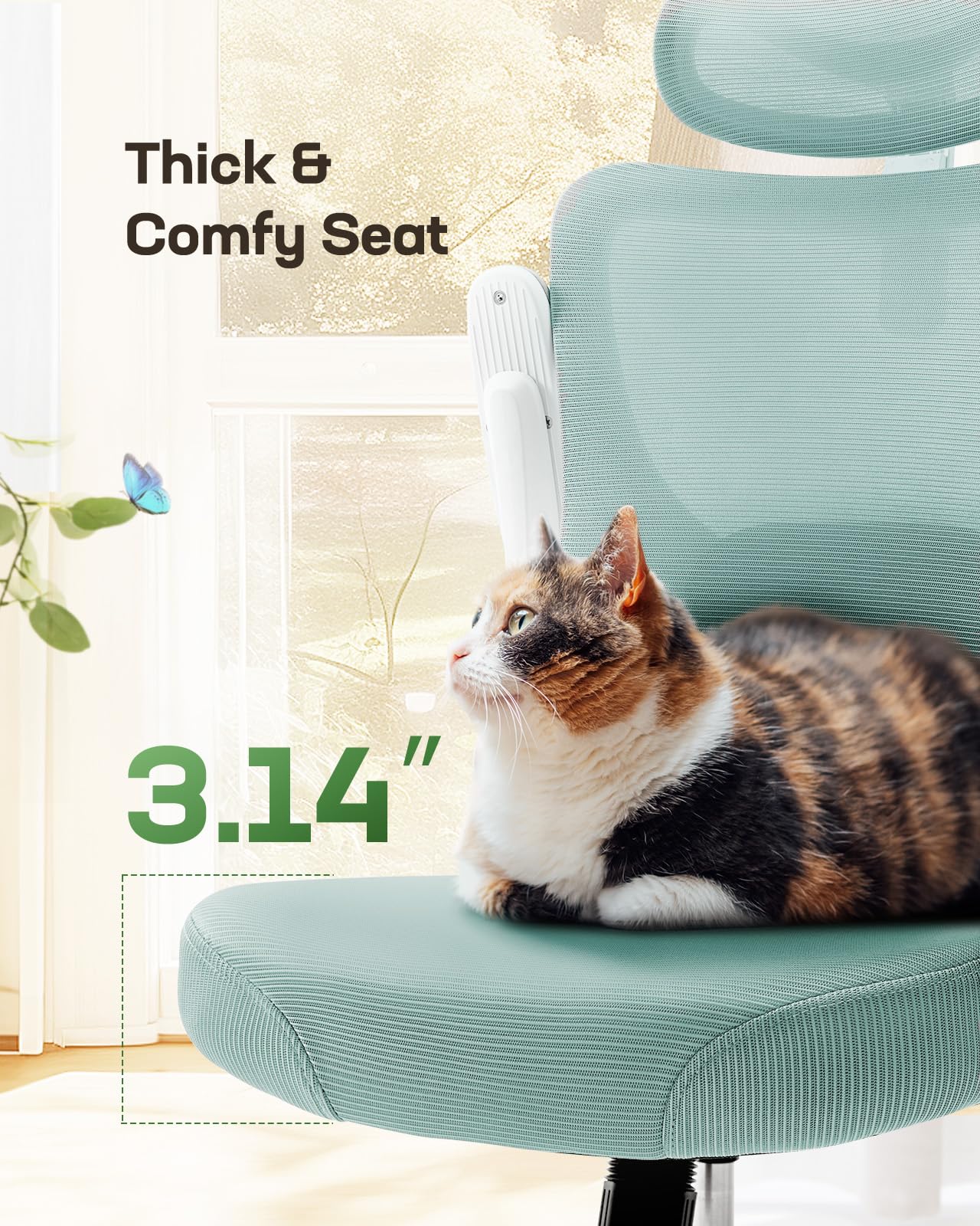 Ergonomic Office Chair with Mesh Back, Adjustable Lumbar Support, 3D Armrests & Headrest,