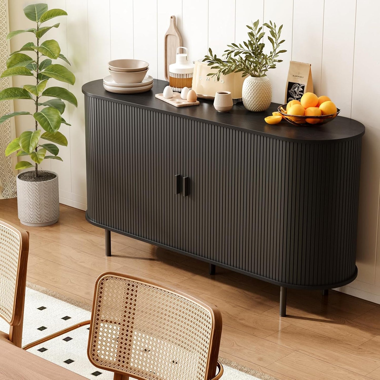 1055" Sideboard Buffet Cabinet with Storage, Storage Cabinet with Sliding Door & Adjustable Shelf