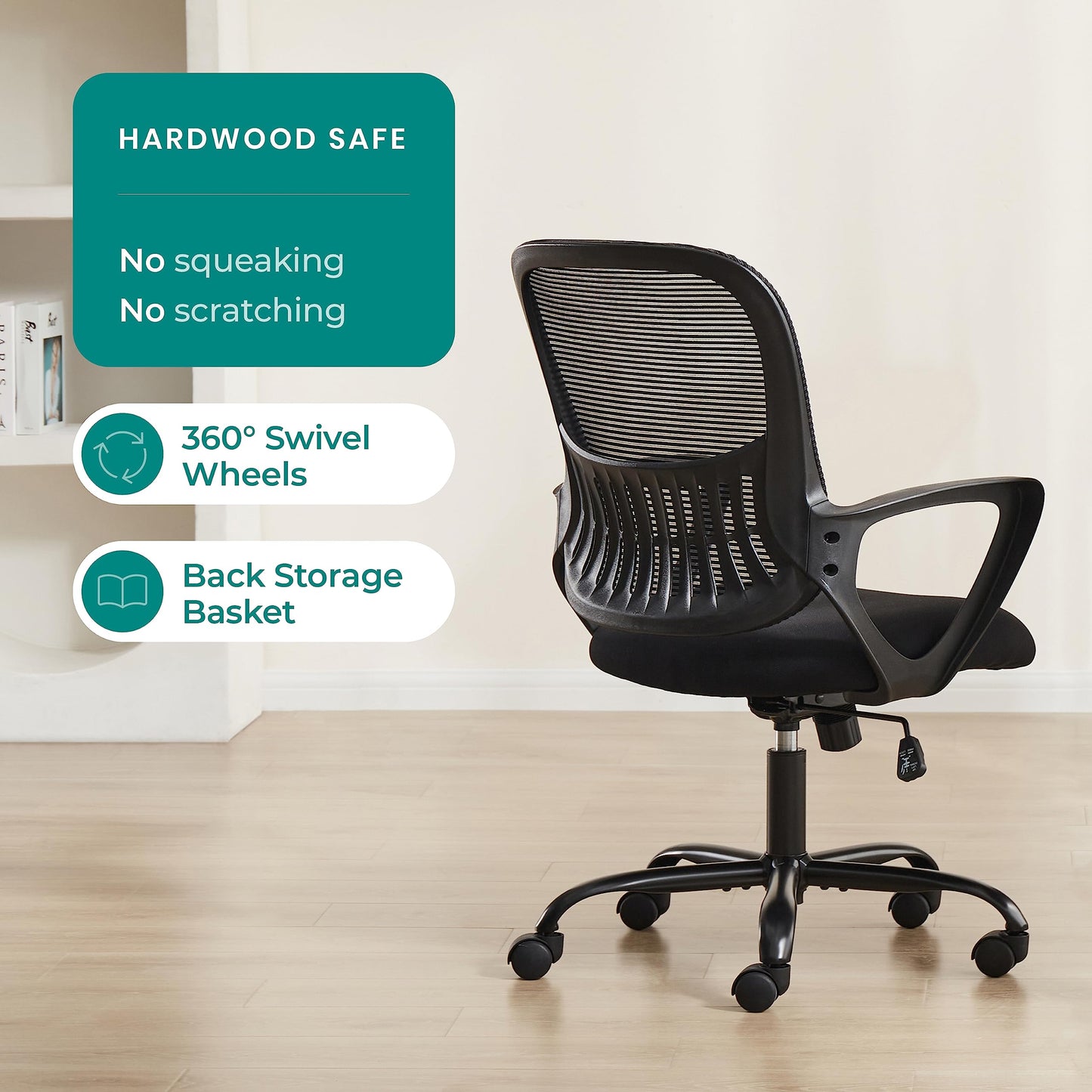 Ergonomic Home Office Chair – Mid-Back Mesh Computer Desk Chair with Lumbar Support