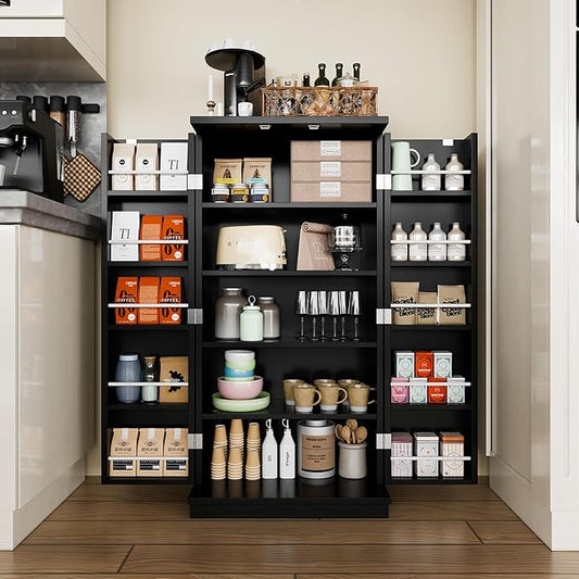 Kitchen Pantry Cabinet,5 - Layer Storage Cupboard with Adjustable Shelves for Organizing