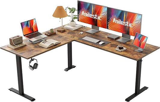 L Shaped Standing Desk 63 x 55 inch Adjustable Height, Electric Corner Standing Desk,