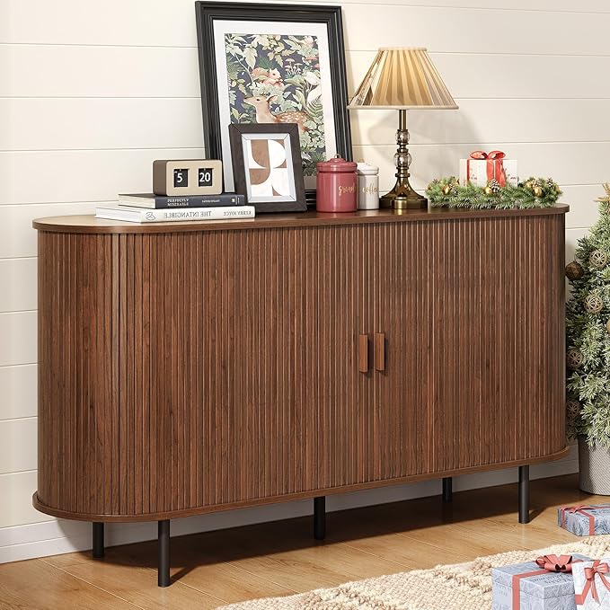 1055" Sideboard Buffet Cabinet with Storage, Storage Cabinet with Sliding Door & Adjustable Shelf